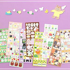 [2개구성] 제이컴바인드 스티커 다이어리 9종 쥬시베어 리무버 씰 데코 학교 세트 관공서 LW96AE31