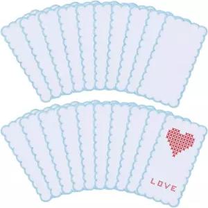 FREEBLOSS 20개 블랭크 크로스 스티치 북마크 스캘럽 자수 가장자리 캔버스 컬러 레이스 천 바늘 포인트