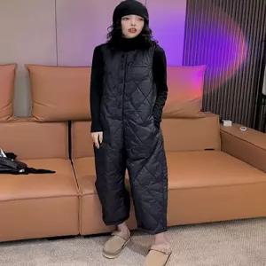 오버핏 퀼팅 민소매 패딩점프수트 따뜻한 깔깔이 겨울점프수트 점프슈트