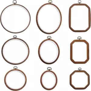 9개의 빈티지 DIY 크로스 스티치 프레임 세트 자수 원형 타원형 직사각형 팔각형 손 및 홈 데코를 포함한
