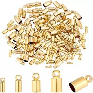 PH PandaHall 14K 골드 코드 엔드 캡 160pcs 스레드 합금 튜브 크림프 비드 로프 팁 팔찌 목걸이용 공예품