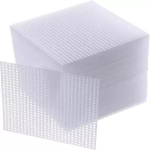 100개 사각 플라스틱 캔버스 메쉬 시트 4.5 × 인치 흰색 빈 바늘 포인트 매트 크로스 스티치 작업 자수 실