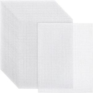24개 플라스틱 캔버스 메쉬 시트 10.5 X 13.5 인치 7 카운트 흰색 직사각형 빈 바늘 포인트 매트 크로스