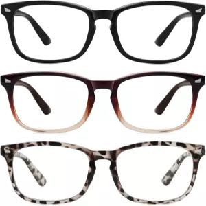 MEETSUN 3팩 블루 라이트 차단 안경 안구 피로 방지 두통(수면 개선) 컴퓨터 UV400 렌즈(블랙 + 브라운