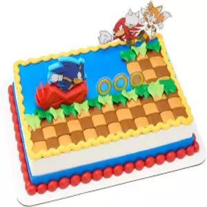 데코셋 소닉 더 헤지혹 케이크 토퍼 꼬리와 너클 사진이 포함된 3피스 장식 세트 링 사진 및 롤링 액션