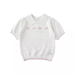 [M밍크뮤D] 26SS (IV)리본반소매스웨터 니트티셔츠 3631530201 출산준비물/신생아선물/배내수트/배내저고리