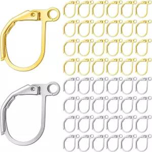 200개 레버 백 귀걸이 금도금 스테인리스 이어링 후크 프렌치 이어 와이어 클래식스 DIY 공예용