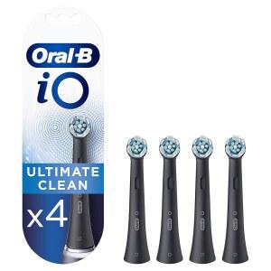 ORAL-B IO ULTIMATE CLEAN 전동 칫솔 칫솔모, 제거를 플라크 블랙 우편함에 트위스트 각진 헤드, 4팩, 깊은 위한 및 적합,