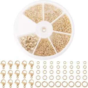 비드호븐 5 사이즈 리얼 14K 골드 충전 황동 오픈 점프 링 및 랍스터 발톱 클라스프 세트 팔찌 목걸이용