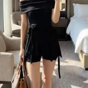 여성 봄 여름 셔링 언발란스 미니 스커트바지