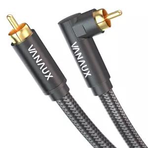 VANAUX 90도 서브우퍼 케이블 3FEET/1M 차폐형 RCA 오디오 24K 골드 도금 싱글 남성 대 동축 홈