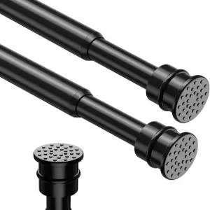 스프링 텐션 로드 28-41인치 드릴 커튼 블랙 창문 주방 문간 찬장 옷장용 소형 숏 조절 가능