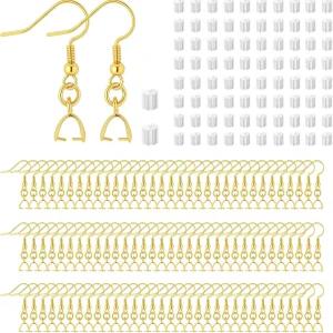 180PCS 귀걸이 제작 키트 14K 골드 후크 저자극 이어 와이어 물고기 DIY 보석 벌크 팩