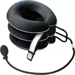 목 를 위한 경추 견인 장치 - 감압을 팽창식 스트레칭 칼라 최고의 가정용 브레이스 펌프(블랙 플러시)