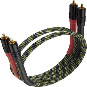 Moonsaudio HiFi 인터커넥트 케이블 2RCA 남성에서 듀얼 RCA 남성 AV 홈 시어터용 디지털 및 아날로그