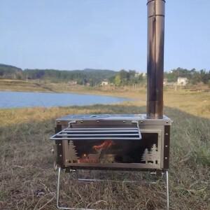 야외 텐트 캠핑 굴뚝 스토브 펠릿 연소 관찰용 스테인리스 스틸