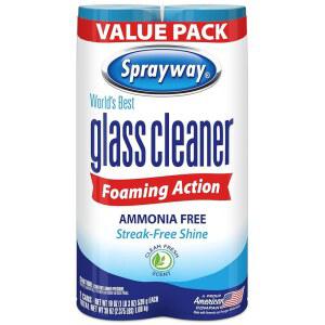 웨이 유리 세정제 발포 에어로졸 , 19온스, 2팩 | 암모니아 프리, 스트릭리스, 빠른 작용 표면 청소 및 광택 신선한 향, 지문, 먼지, 연막 제거