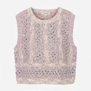 [롯데백화점]써스데이 아일랜드 [여성]라운드넥 크로셰 니트 베스트(T262MVT131W)