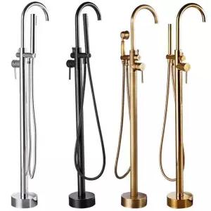 바닥형 욕실 수전 접지 골드 스탠드형 A3 유형(밝은 은색) 샤워기 연결 욕조
