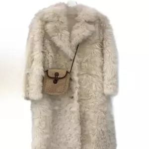 여성 겨울 양털 코트 고급스러운 길이 중장 모피 울 퍼 점퍼 안감 무스탕 숏 따뜻한