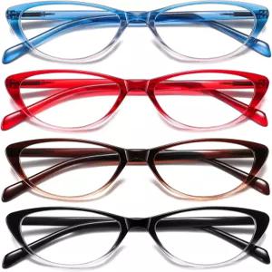 여성용 SOCTICK 고양이 눈 독서 안경 블루 라이트 차단 리더기 0.50 컴포트 스프링 힌지 패션 디자이너