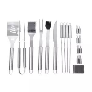 (선택 BBQ도구 스텐19P)프리폼 바베큐 조리도구세트 스텐 19P 캠핑 차박 야외용 케이스포함 BBQ용품