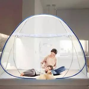 (옵션 슈퍼싱글(1-2인용))원터치 접이식 모기장 침대 텐트형 방충망 캠핑 야외 사각 대형 캐노피 1인용 패