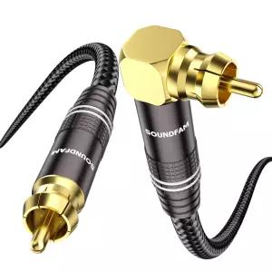 사운드팜 앵글 서브우퍼 케이블 3피트 - 간섭 방지 설계 좁은 공간을 위한 구리 나선형 차폐