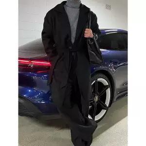 [자체생산][기획] 원스톤 모직 벨트 코트 1color 롱 따뜻한 겨울 롱 오버핏 남친룩 크리스마스