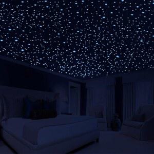 808 PCS Glow in the Dark Stars 천장, 빛나는 벽 장식 스티커, 404 PCS Green 및 404 Sky Blue 3D 접착 도트 장식 별이 빛나는 하늘 장식 침실 또는 생일 선물용