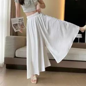 편한 팬츠 2색 8부 통바지 밴딩 와이드팬츠 여성 캐주얼 여름