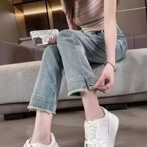 팬츠 여사친 청바지 일자핏 트임연관 를 봄가을 신미식 복고 작은 키모변 좁고 좁아 OP3