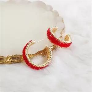 [쥬아나윤] 스와로브스키 크리스탈 반 링 귀걸이레드