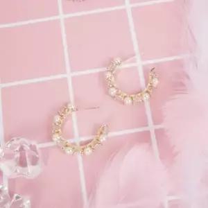 [쥬아나윤] 스와로브스키  미니 진주 크리스탈 반 링 귀걸이