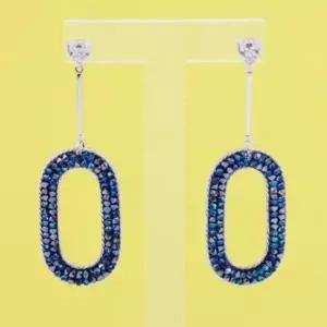 [쥬아나윤] 클립  스와로브스키 크리스탈 은침 롱 드롭 귀걸이