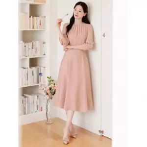 시크라인 ~XXL까지 마온 핀턱 리본벨트 플레어 원피스 봄 가을 여리핏 하객룩 오피스룩 모임룩 격식룩 빅사