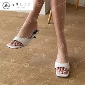[애슬릿] 여성 토 오픈 데일리 뮬 슬리퍼 구두 미들 힐