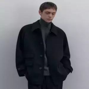 [매장정품] musinsastandard 울 블렌드 오버사이즈 하프 발마칸 코트 [네이비]