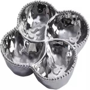 팜파 베이 베로나 도자기 4구 그릇 실버