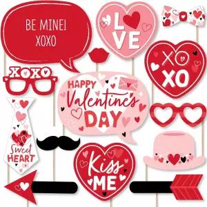 행복의 빅 닷 해피 발렌타인 데이 - 하트 파티 사진 부스 소품 키트 20 카운트