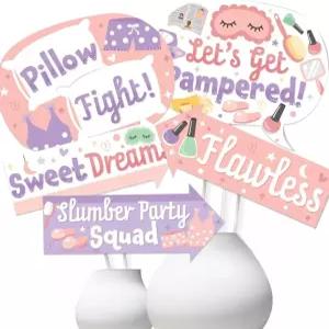 빅 닷 오브 해피니스 펀 파자마 슬럼버 파티 - 소녀들의 슬립오버 생일 사진 부스 소품 키트 10피스