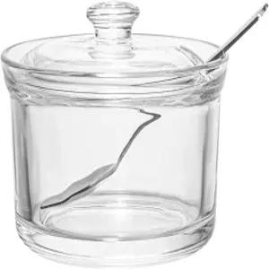 파이빌로 유리 설탕 용기 뚜껑과 숟가락이 포함된 투명 그릇 1팩 가정용 주방용 소금 후추