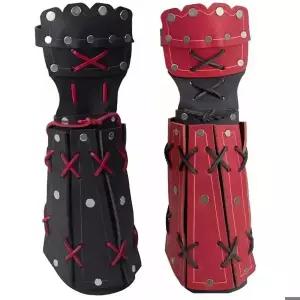 호환  남자 바이킹 기사 코스프레 중세 사무라이 가죽 팔갑 브레이서 롱 글러브 건틀렛 손목밴드 스팀펑크