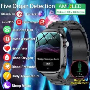 호환  2024 혈액 지방 혈당 스마트 시계 요산 심박수 혈압 건강 모니터 Smartwatch ECG  PPG 스포츠 시계