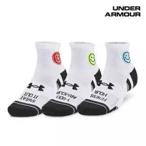 [백화점 정품] 언더아머 Under Armour 유니 UA 퍼포먼스 테크 3팩 쿼터 양말 1382943-100