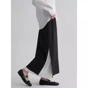 에잇세컨즈 배색 레이어드 맥시 스커트 - 블랙 1146733