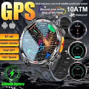 호환  2026년 신형 군용 GPS 스포츠 스마트워치 내장 GPS 나침반 10ATM 방수 1.56인치 AMOLED 화면 블루투