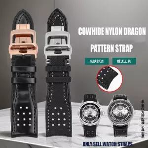 호환  Jaeger-LeCoultre 익스트림 스포츠 마스터용 가죽 스트랩 남성용 소가죽 캔버스 나일론 패턴 시계 밴