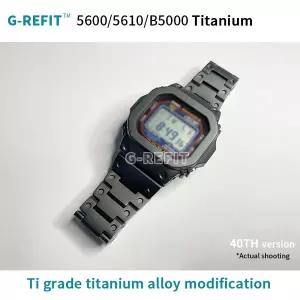 호환  G-Refit 2026 티타늄 합금 G5600E DW5600 GWB5600 베젤 스트랩 세트 GWM5610 메탈 케이스 블랙 밴드