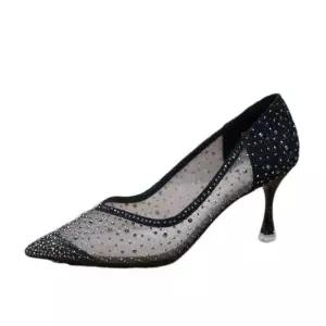 큐빅메쉬스틸레토힐 뾰족코 메쉬구두 시스루 하이힐 캐주얼 구두 웨딩 7cm